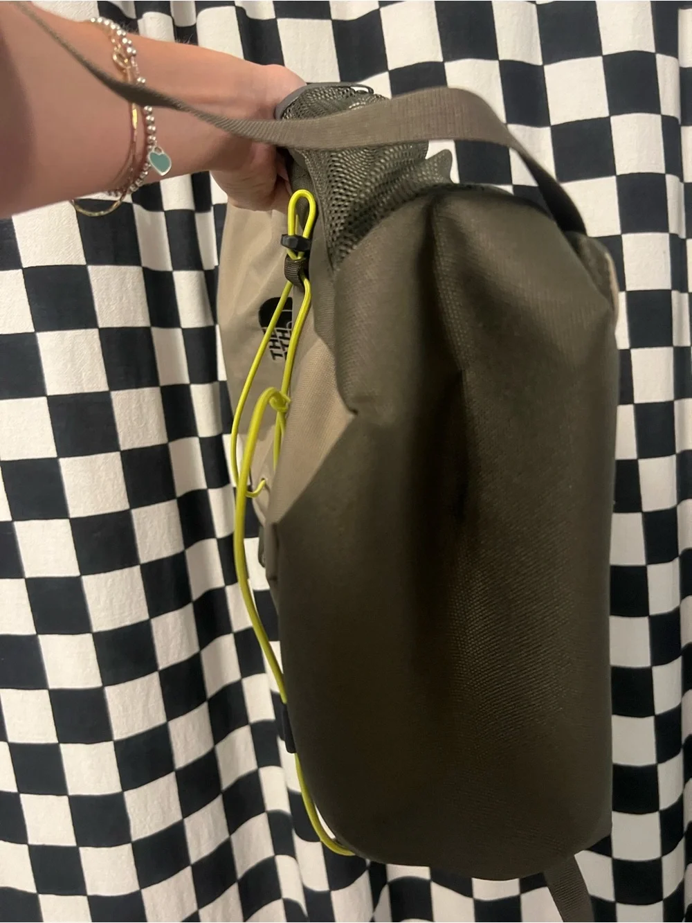 The North Face Jester Backpack in Taupe, Olive & Neon Yellow Cord